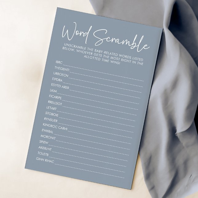 Lámina Azul moderno Oh Bebé Simple Palabra Scramble Juego (Subido por el creador)