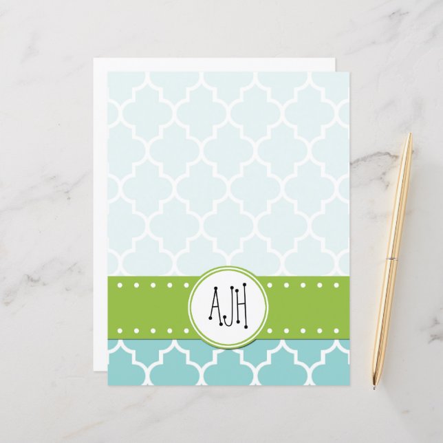 Lámina Azulejos azules, Quatrefoil, Trellis, Monograma (Anverso/Reverso In Situ)