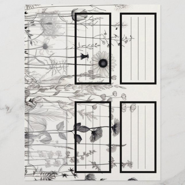 Lámina B&W Wildflowers Suzy's Garden 5 Blank Personalizab (Anverso)