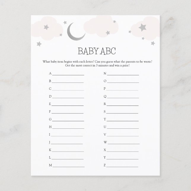 Lámina Baby ABC Baby Shower Game (Anverso)