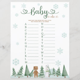 Lámina Baby Abc Cute Bear Bunny Winter Animal Juego Temát