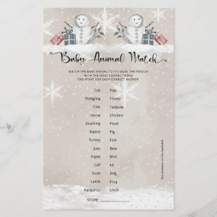 Lámina Baby Animal Match Snowman Baby Shower