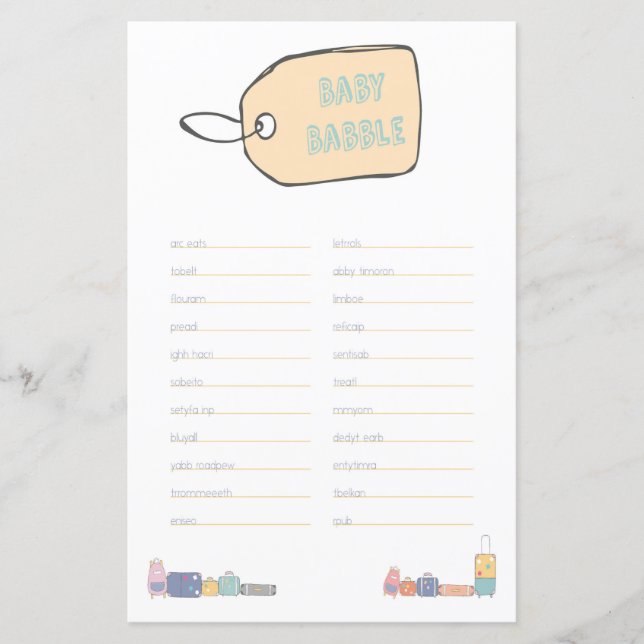 Lámina Baby Babble Adventure Baby Shower (Anverso)