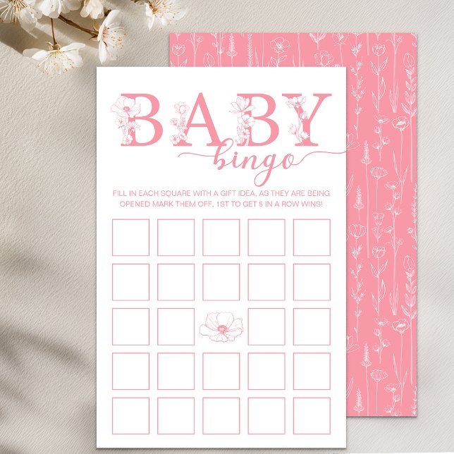 Lámina Baby Bingo Game | Dusty Pink Wildflower (Pink Baby Bingo)