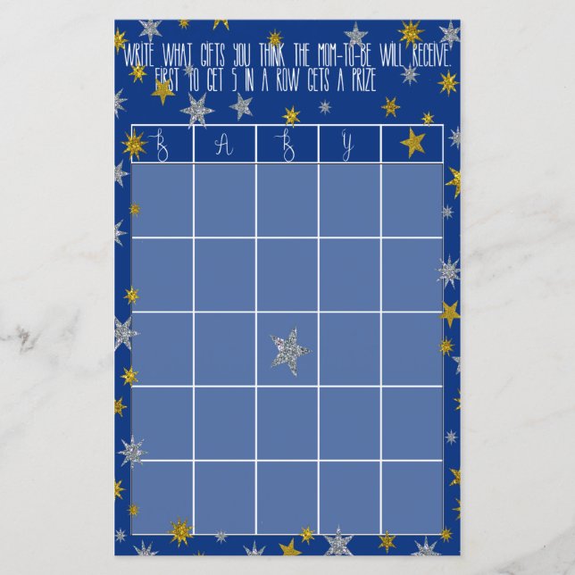 Lámina Baby Bingo Little Star Baby Shower (Anverso)