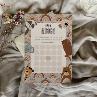 Lámina Baby Bingo Woodland Animals Neutral Baby Shower