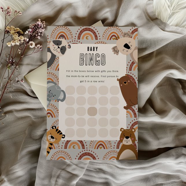 Lámina Baby Bingo Woodland Animals Neutral Baby Shower (Subido por el creador)