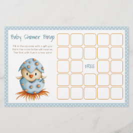 Lámina Baby Bird Hatching Blue Baby Shower Bingo Card