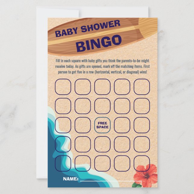Lámina Baby Boy On Board Baby Shower Bingo Game Card (Anverso)