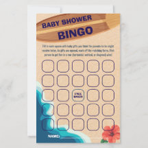Baby Boy On Board Baby Shower Bingo Game Card