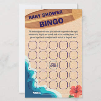 Lámina Baby Boy On Board Baby Shower Bingo Game Card
