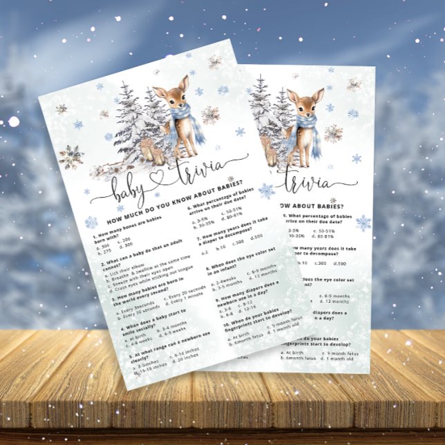 Lámina Baby Deer Baby Trivia Baby Shower Game Card (Subido por el creador)