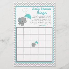 Lámina Baby Elephant Boy Baby Shower Game Bingo Card