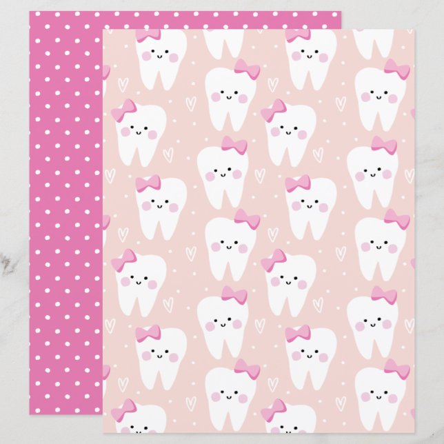 Lámina Baby Girl First Tooth Shower Scrapalear papel (Anverso / Reverso)