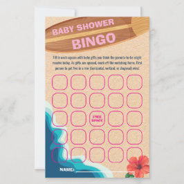 Lámina Baby Girl On Board Baby Shower Bingo Game Card
