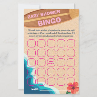 Lámina Baby Girl On Board Baby Shower Bingo Game Card