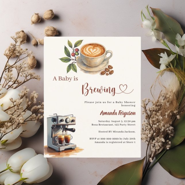 Lámina Baby is Brewing coffee Baby Shower invitation (Subido por el creador)