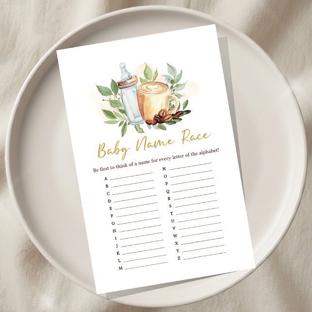 Lámina Baby is Brewing Coffee Baby Shower Name Race Game (Subido por el creador)