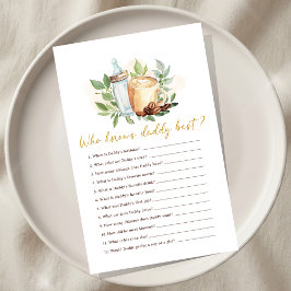 Lámina Baby is Brewing Coffee Shower Who knows Daddy Game