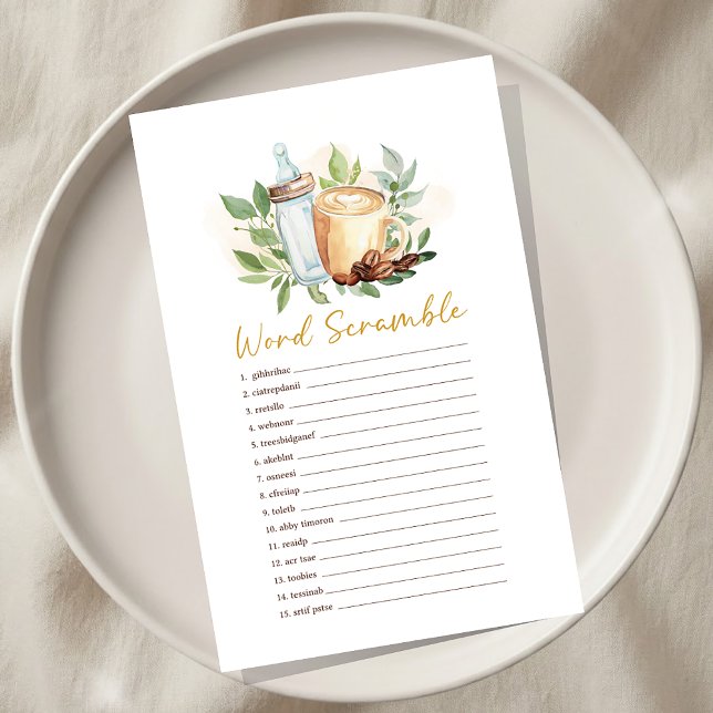 Lámina Baby is Brewing Coffee Shower Word Scramble Game (Subido por el creador)