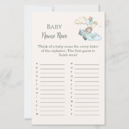 Lámina Baby Name Race Bearly Wait Airplane Boy Game