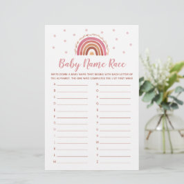 Lámina Baby Name Race Game Boho Rainbow Baby Shower