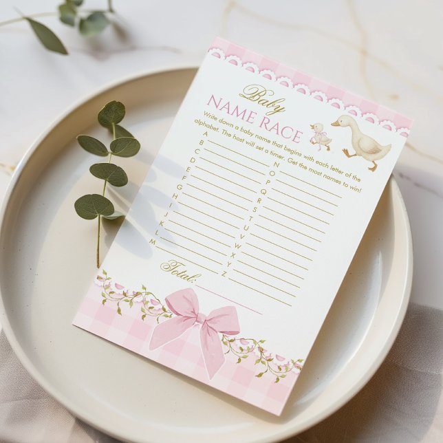 Lámina Baby Name Race Silly Goose Pink Baby Shower game (Subido por el creador)