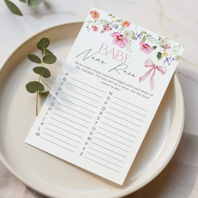 Lámina Baby Name Race Wildflower Bow bebé ducha (Subido por el creador)