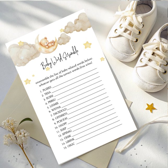 Lámina Baby Name Scramble Over the Moon Baby Shower  (Subido por el creador)