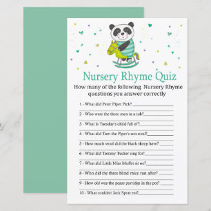 Lámina Baby Panda Nursery Rhyme Prueba de bebé juego de d