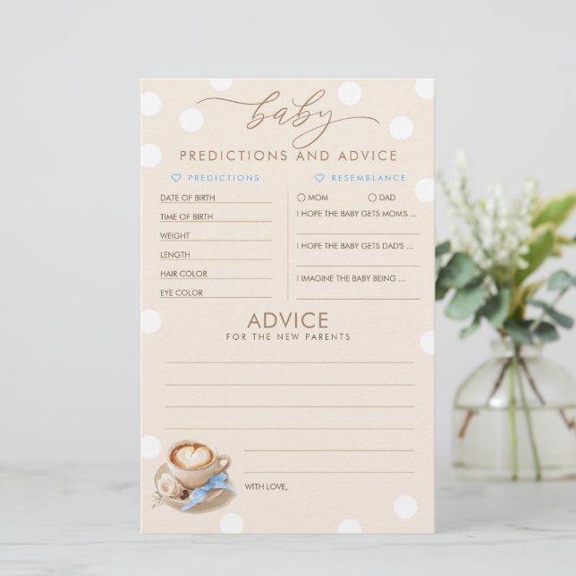 Lámina Baby Predictions and Advice Baby Shower Game (Anverso de pie)