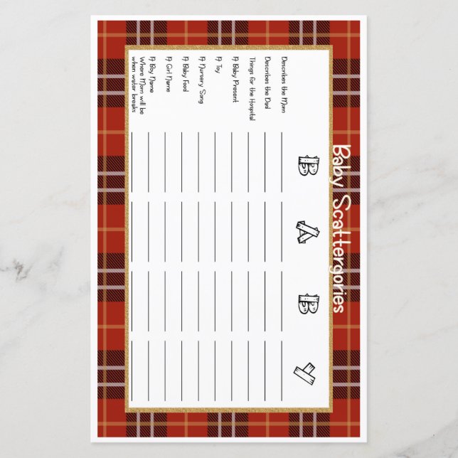 Lámina Baby Scattergories Little Lumberjack Baby Shower (Anverso)