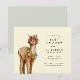 Lámina Baby Shower Alpaca de color dulce de presupuesto