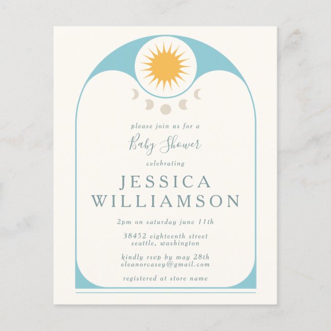 Lámina Baby Shower azul de estrella celeste mate de presu (Anverso)