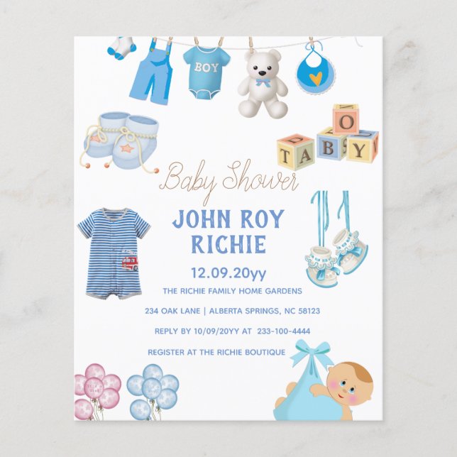 Lámina Baby Shower | Baby Boy Blue (Anverso)