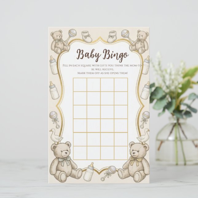 Lámina Baby Shower Bingo Game (Anverso de pie)