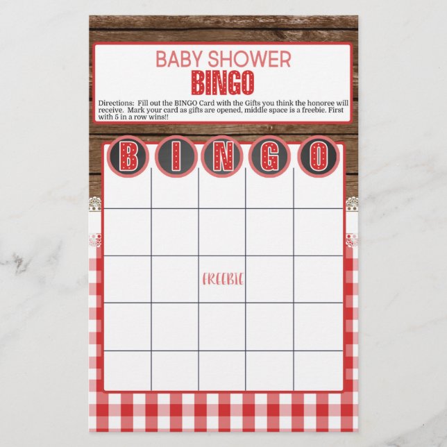 Lámina Baby Shower BINGO - Red Baby Q (Anverso)