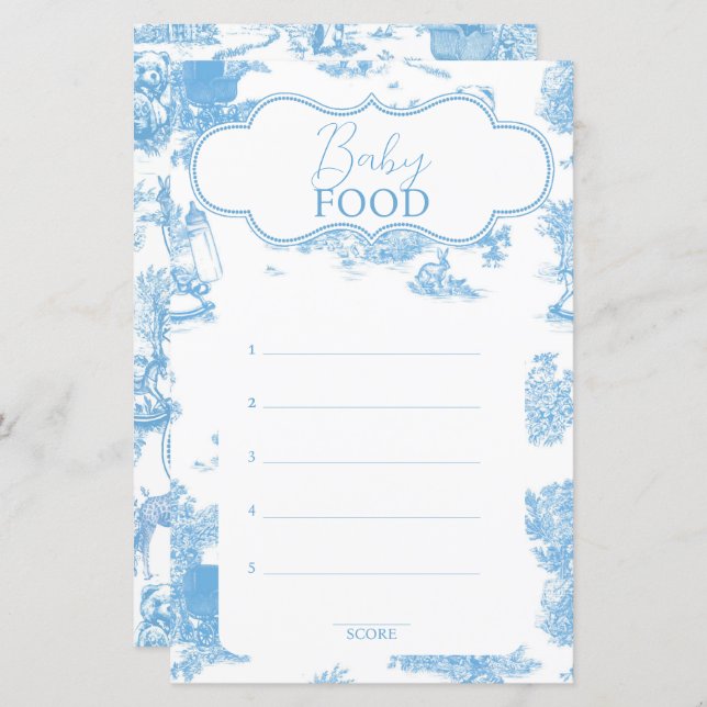 Lámina Baby Shower Blue and White Toile de Jouy (Anverso / Reverso)