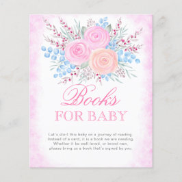 Lámina Baby Shower Book Request Watercolor Roses rosados
