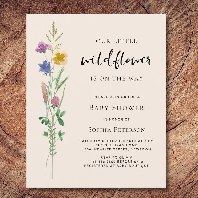Lámina Baby Shower Budget Little Wildflower (Subido por el creador)