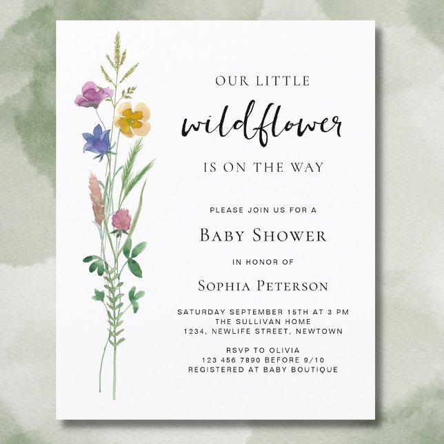 Lámina Baby Shower Budget Little Wildflower (Subido por el creador)