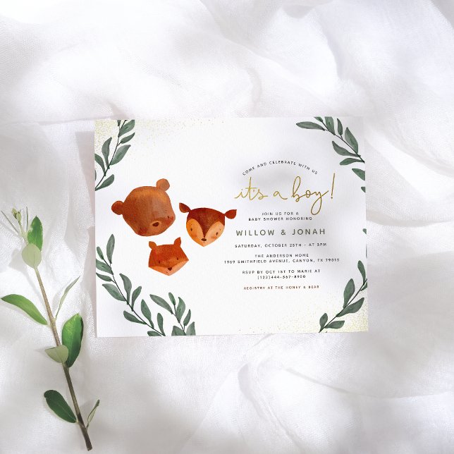 Lámina Baby Shower Budget Woodland Forest Greenery Boy (Subido por el creador)