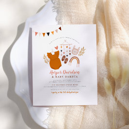 Lámina Baby Shower, Chica de arcoiris y ropa de boho pres