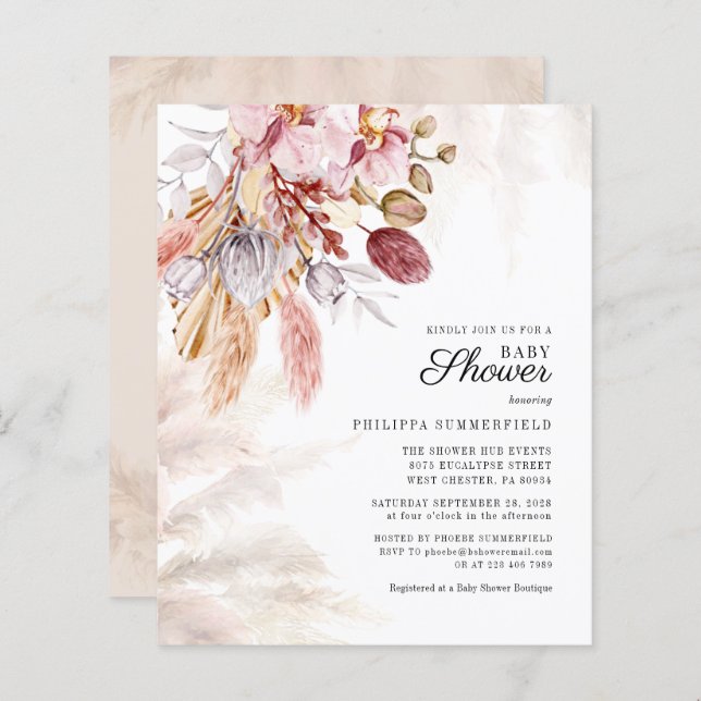 Lámina Baby Shower, Chica de follaje seco y de gramática (Anverso / Reverso)