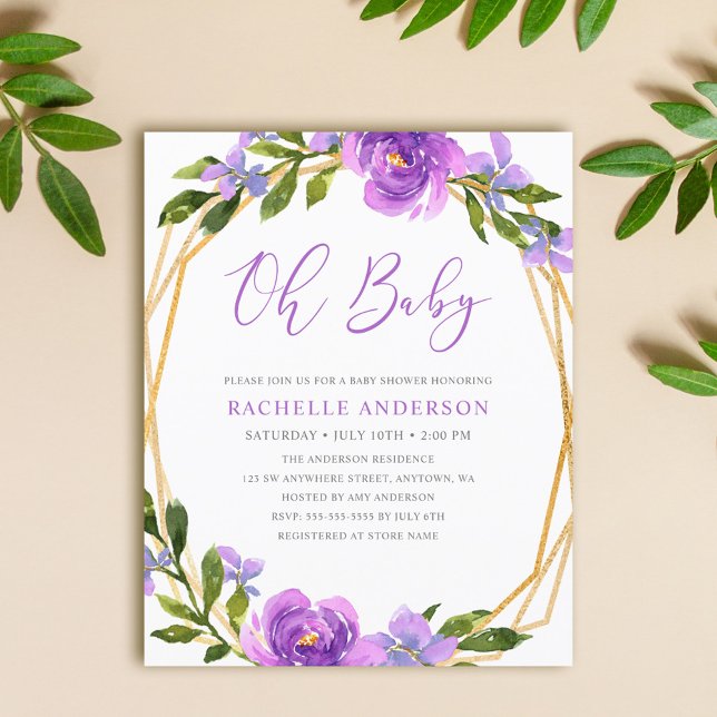 Lámina Baby Shower Chica Geométrico Purple Floral Presupu (Subido por el creador)