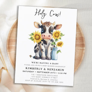 Lámina Baby Shower Cute Cow Presupuesto Sunflowers Pareja