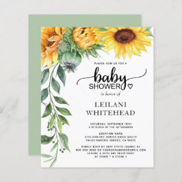 Lámina Baby Shower de acuarela de girasol de presupuesto