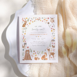 Lámina Baby Shower de animales de Woodland Bearly Wait Pr