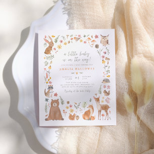 Lámina Baby Shower de animales forestales de Woodland Bud