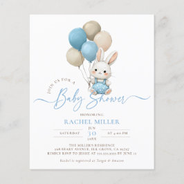 Lámina Baby Shower de Budget Bunny Rabbit Balloons Blue B